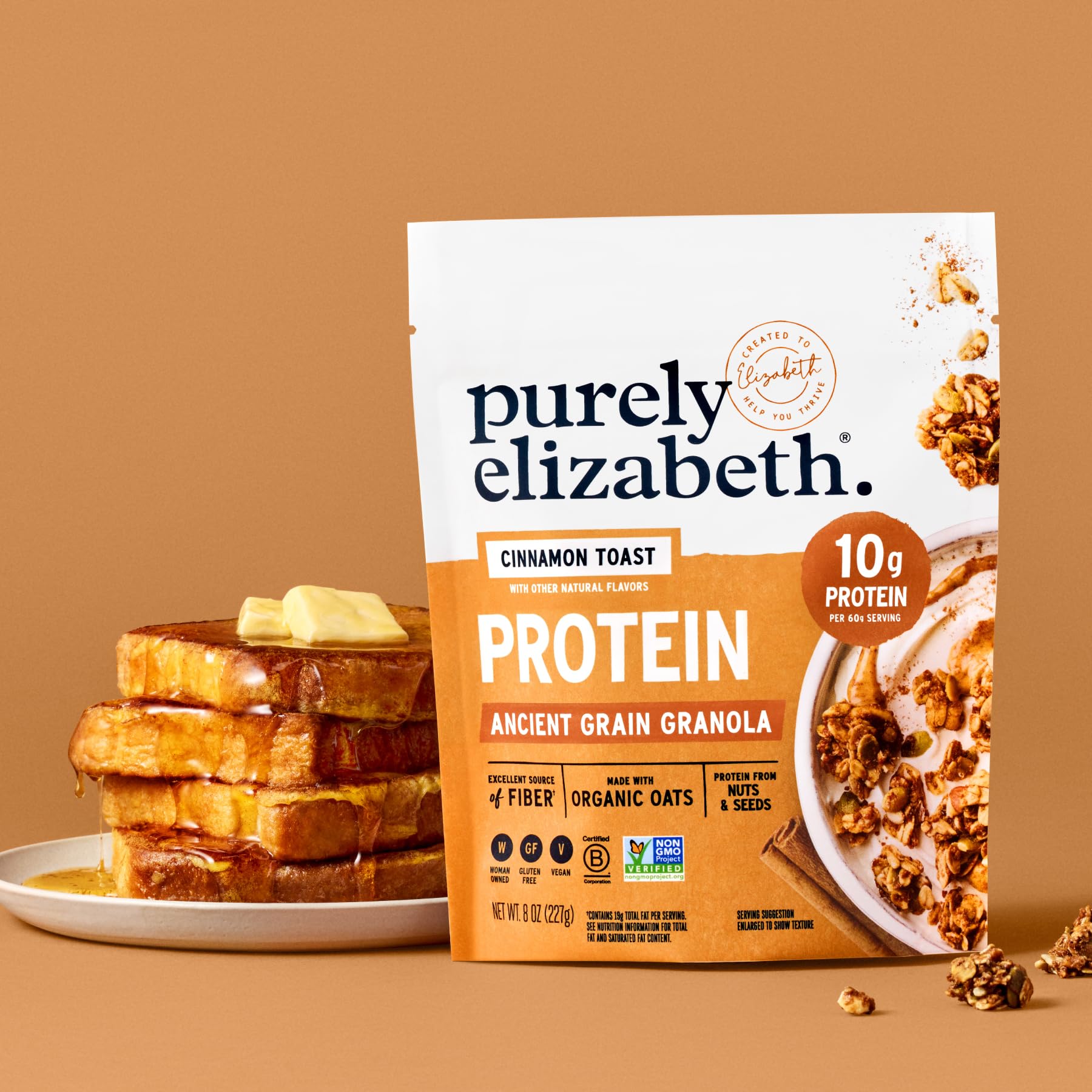purely elizabeth bol de cereal Cinnamon Toast con leche, aroma especiado