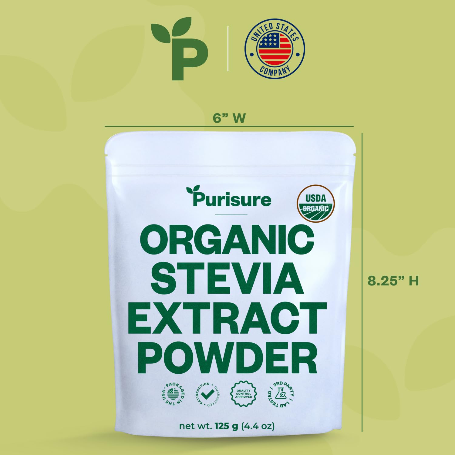 Purisure etiqueta y lista de ingredientes, evidencia de pureza y sin aditivos