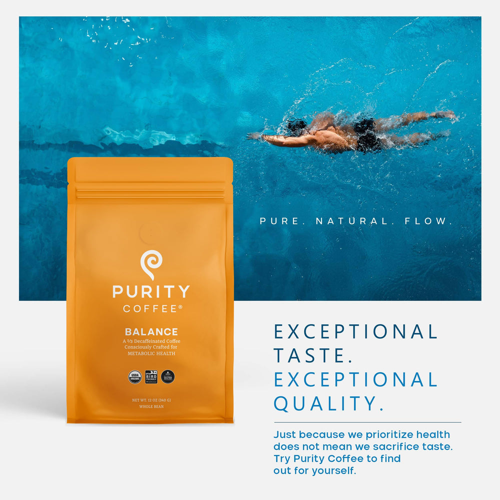 PURITY COFFEE taza preparada BALANCE en ambiente hogareño para disfrutar sabor equilibrado