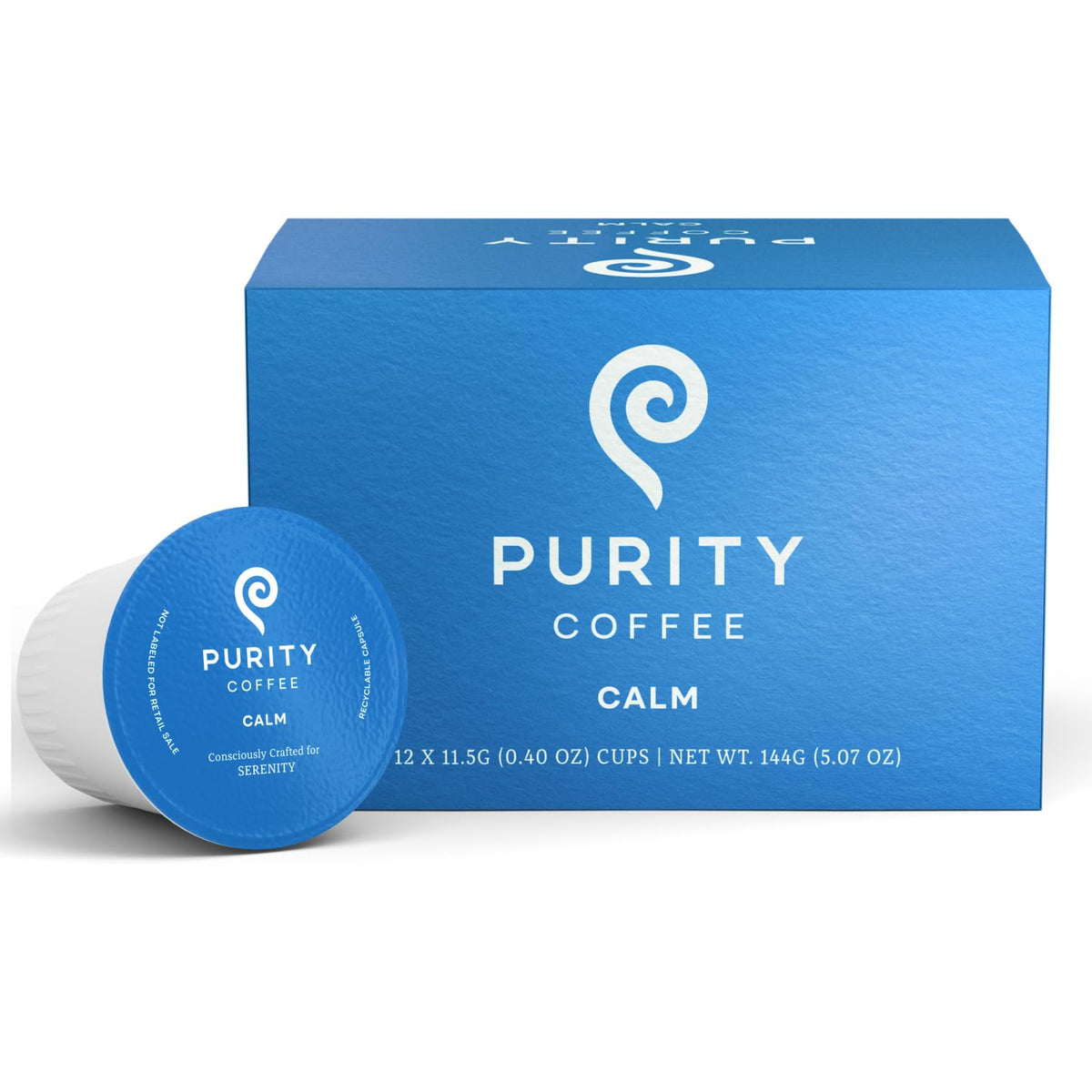 PURITY COFFEE caja CALM 12 cápsulas frontal muestra conveniencia