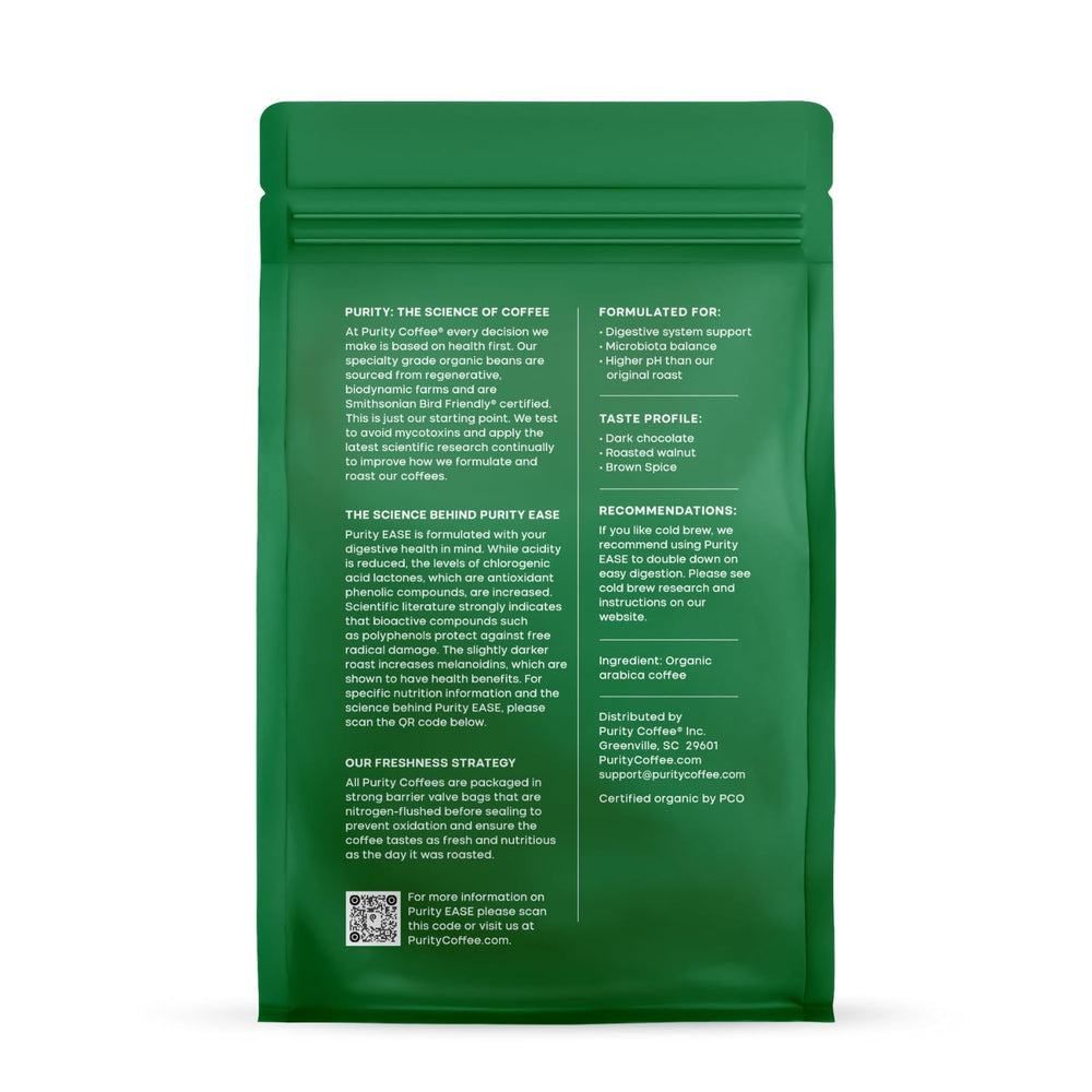 PURITY COFFEE granos enteros de EASE, aspecto uniforme y sin defectos