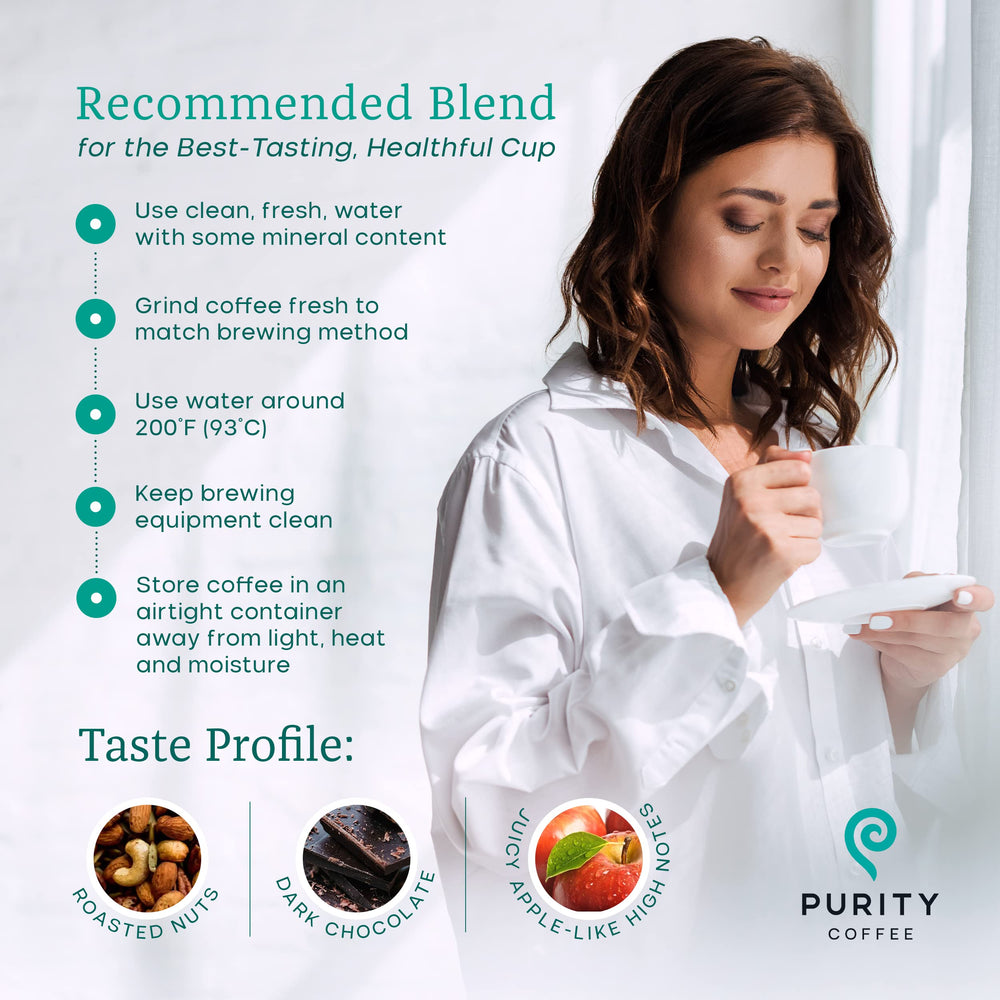PURITY COFFEE etiqueta con certificaciones orgánicas y beneficios sostenibles