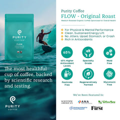 PURITY COFFEE empaque abierto con válvula, envasado con nitrógeno para frescura