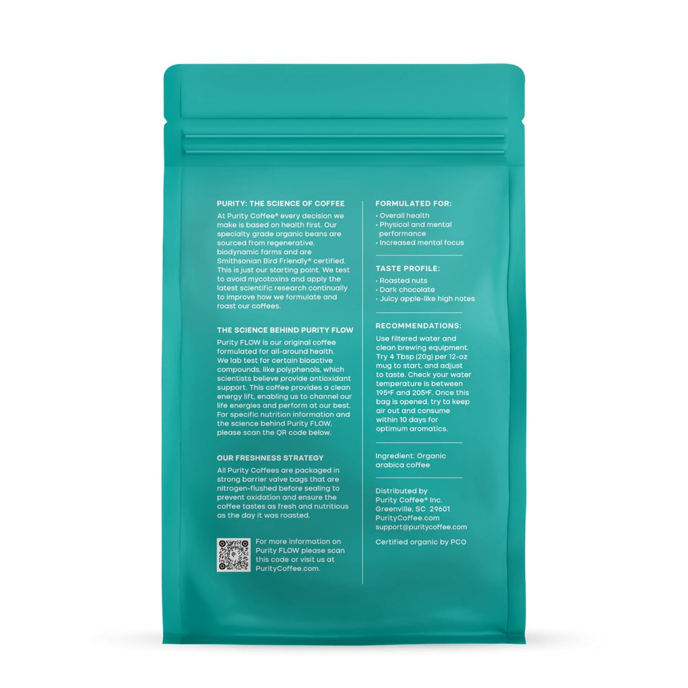 PURITY COFFEE primer plano de granos mostrando textura y calidad superior