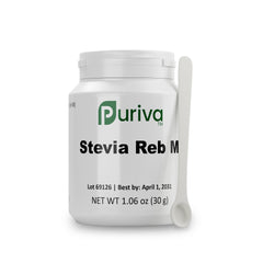 Puriva envase frontal Stevia Reb M mostrando diseño y cantidad