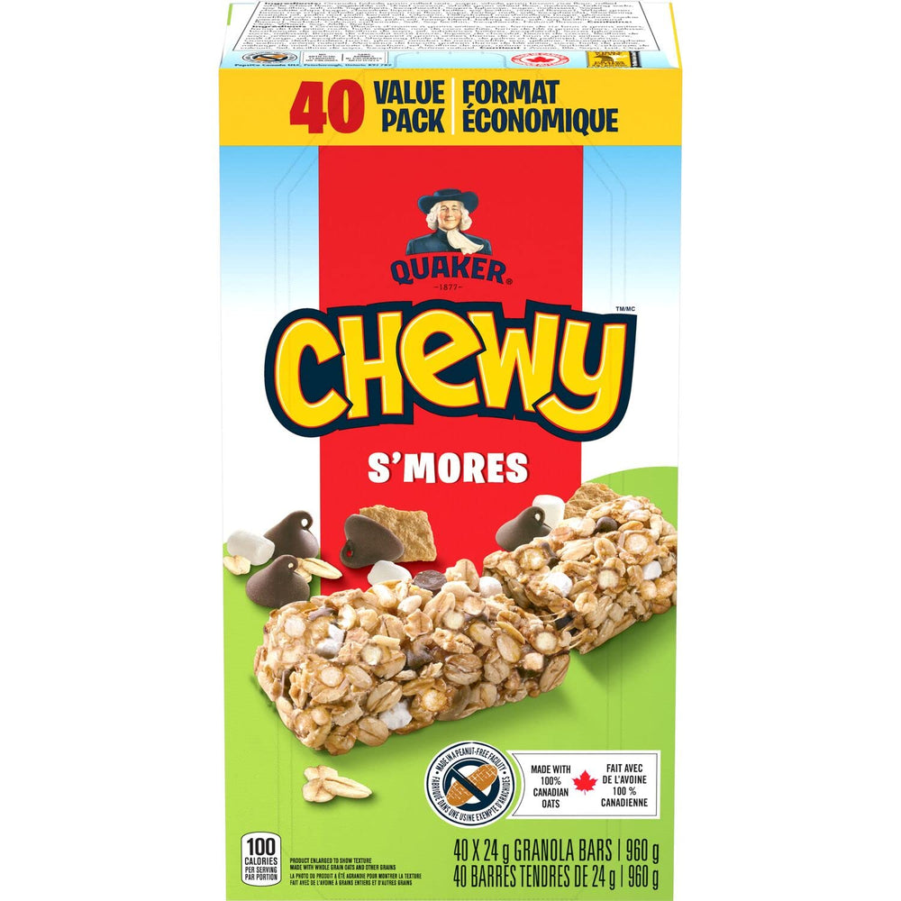 Quaker Chewy caja abierta con 40 barras lista para usar