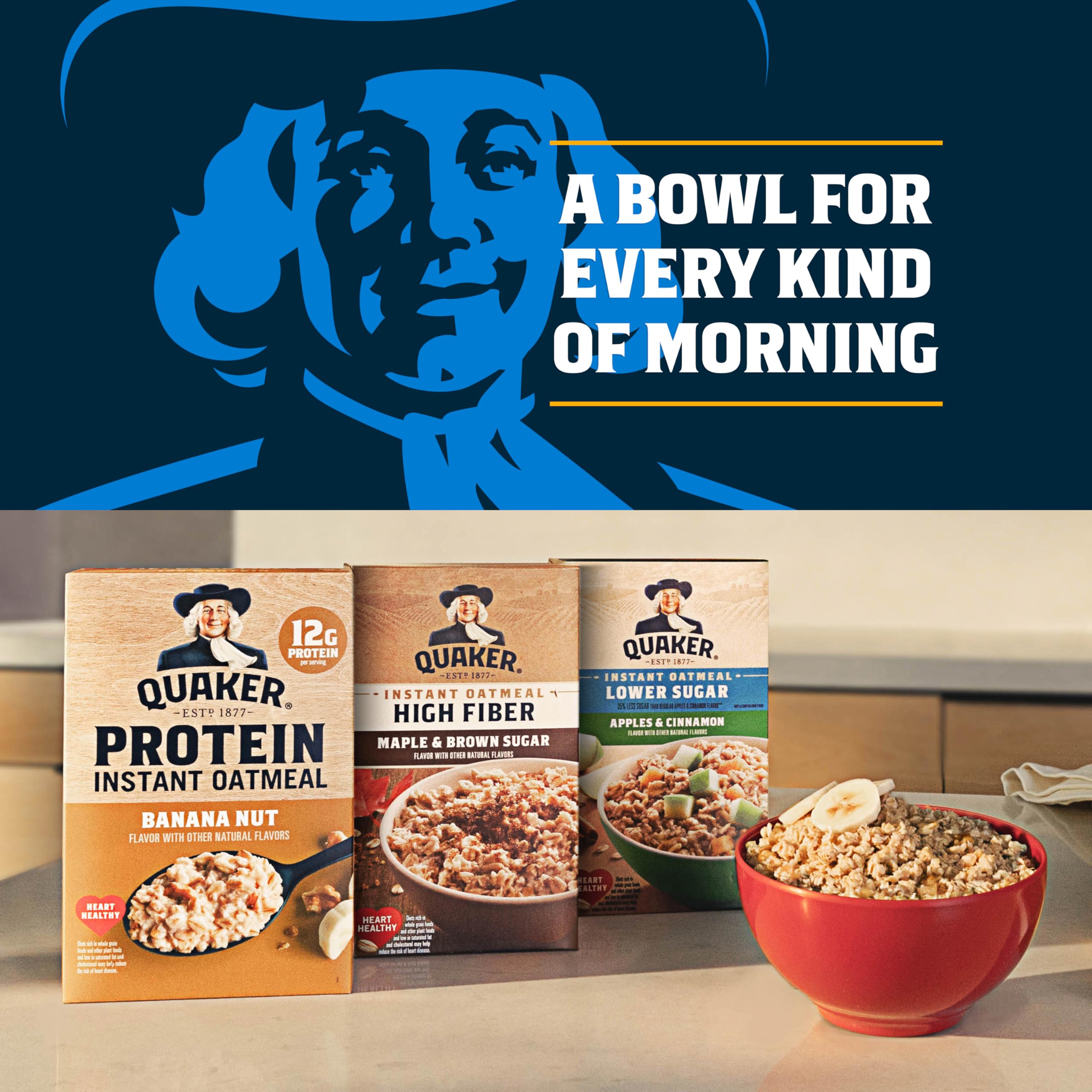 Quaker bolsa junto a objetos para comparar tamaño y cantidad