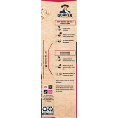 Quaker sobre individual junto a utensilios para comparar tamaño y porción práctica