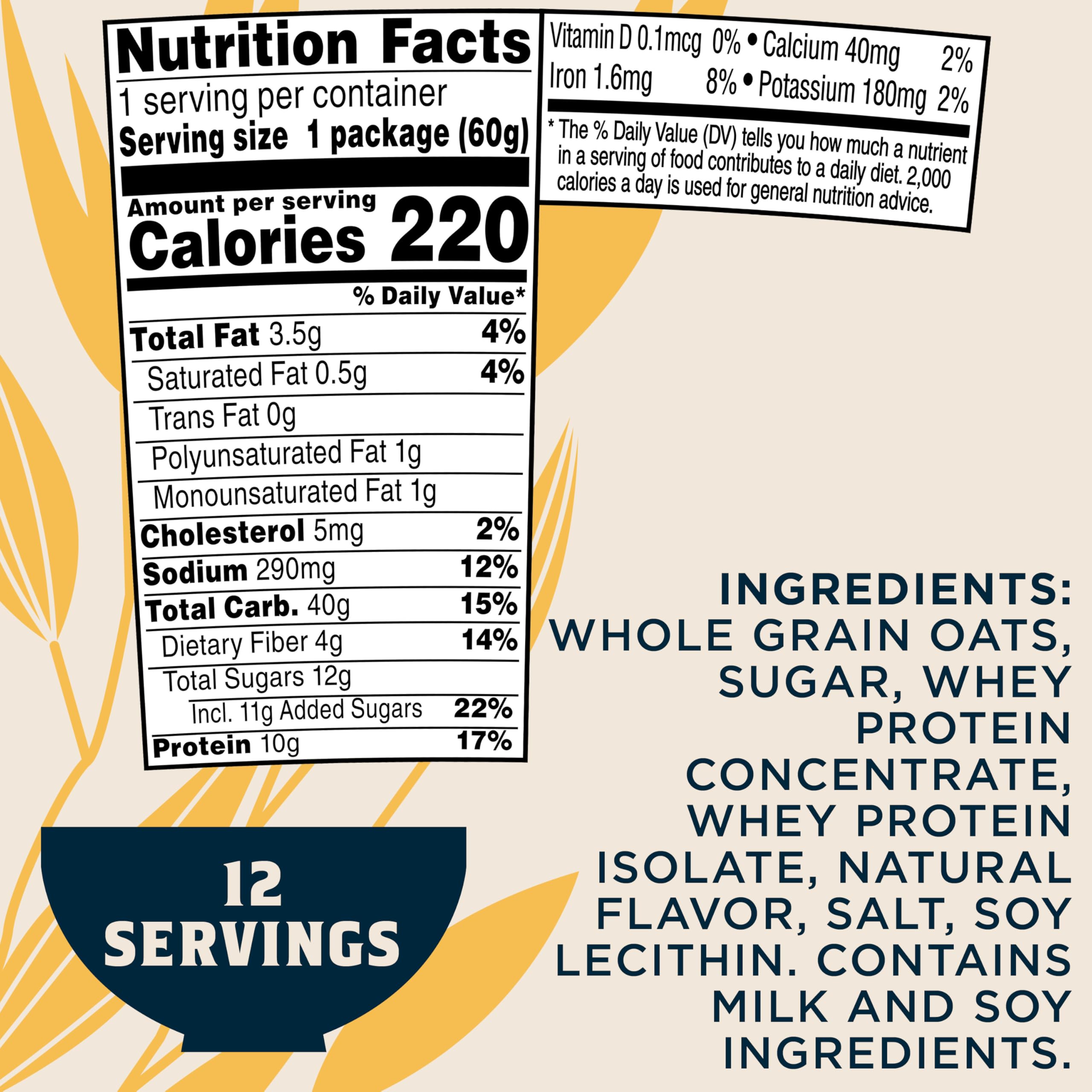 Quaker taza servida en mesa con frutas mostrando una opción nutritiva