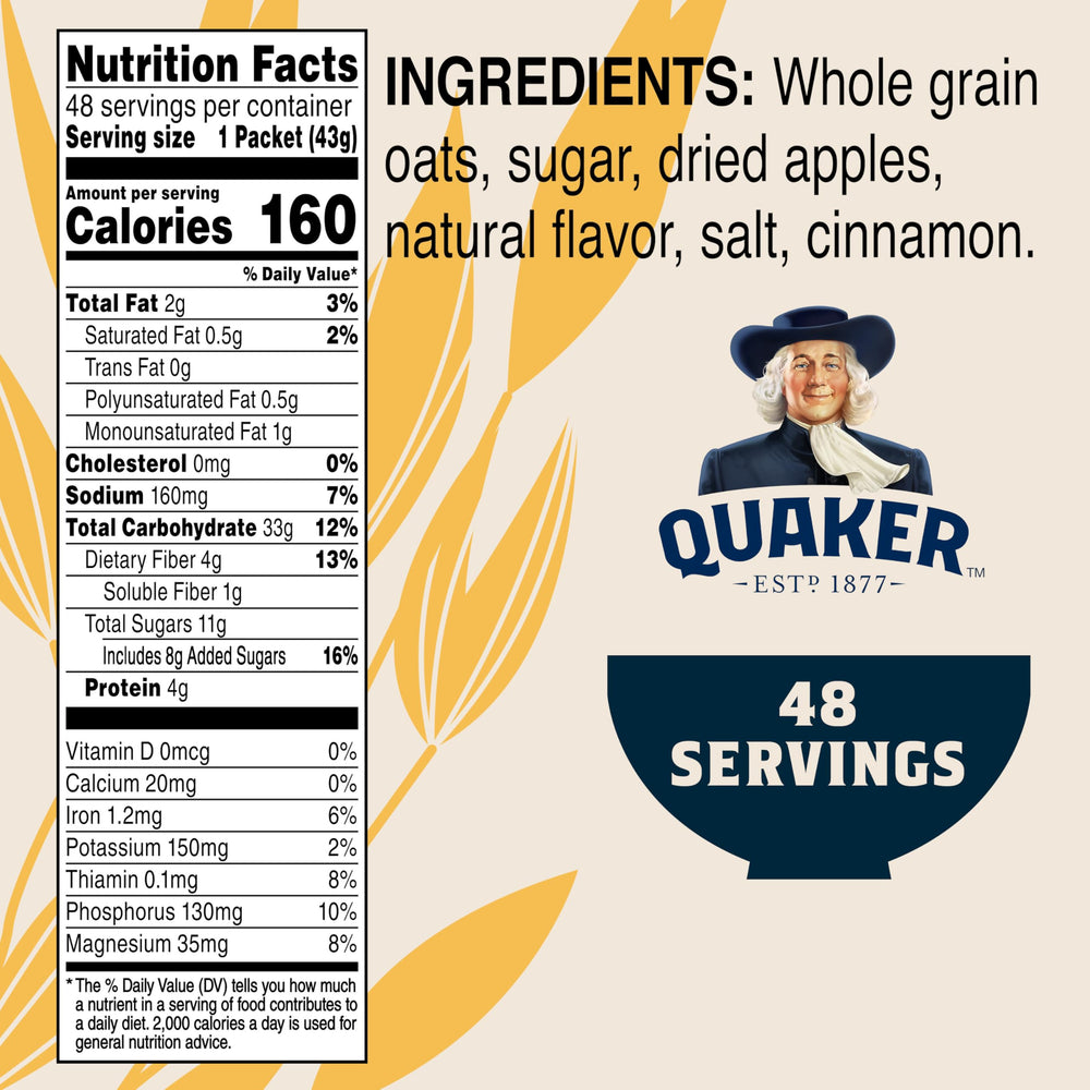 Quaker detalle de trozos de manzana deshidratada añadiendo sabor natural