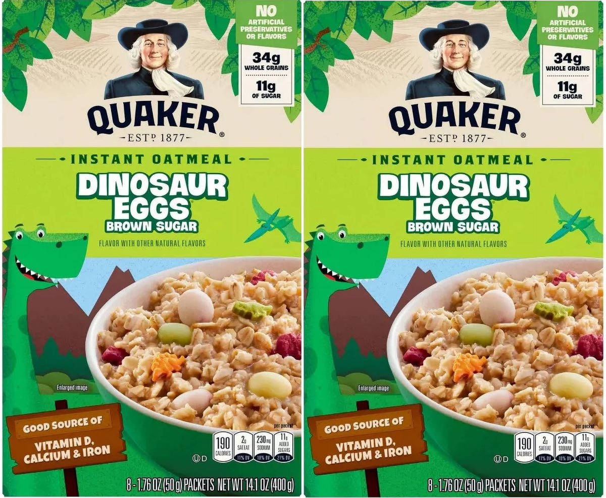 Quaker empaque frontal mostrando caja y marca, buen aspecto y conveniencia