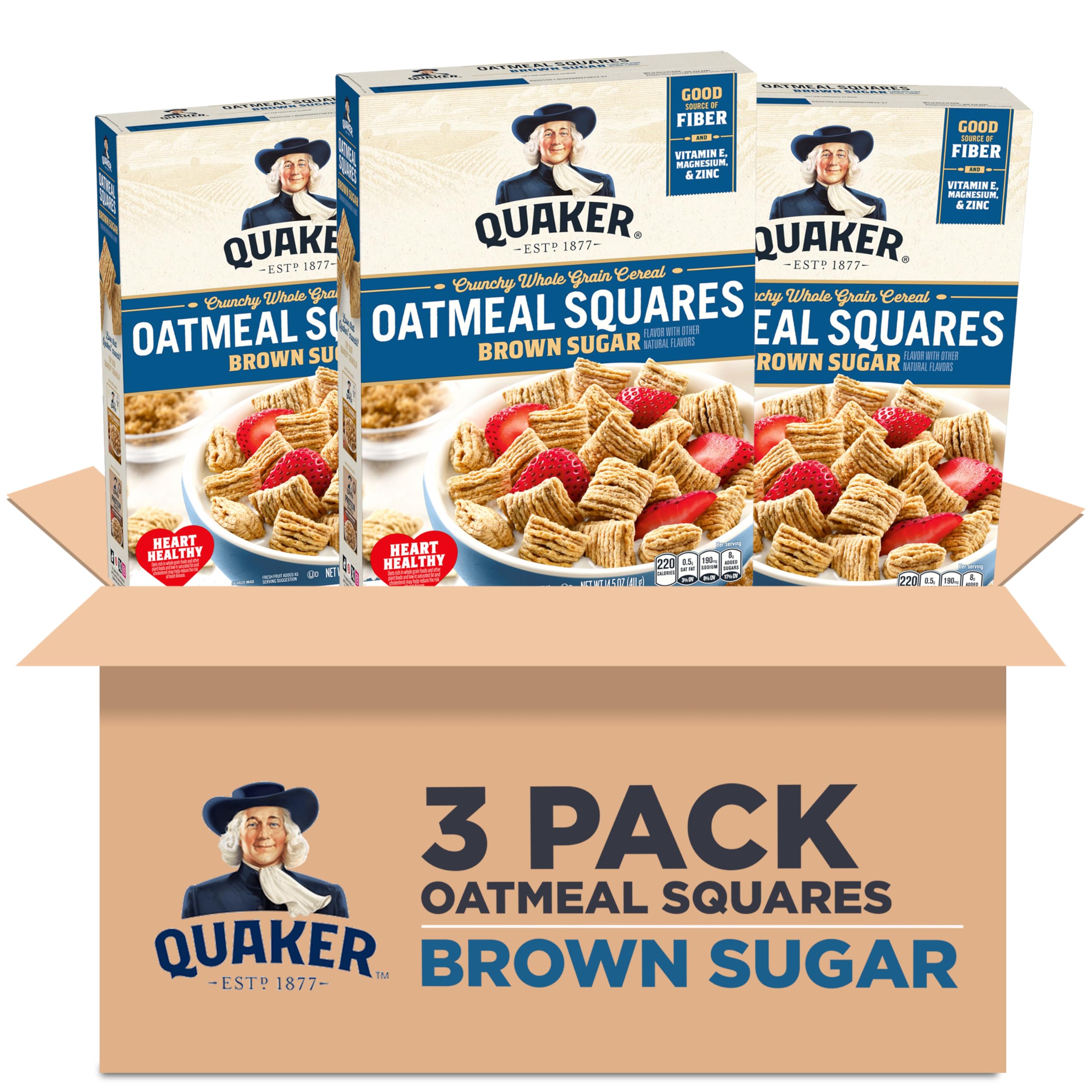 Quaker frente del empaque 14.5oz mostrando el diseño y beneficios visibles