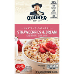 Quaker paquete frente mostrando 10 sobres, práctico y nutritivo