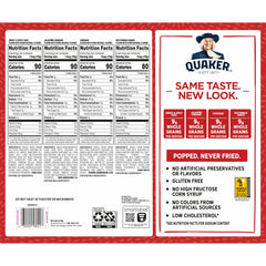 Quaker bolsas individuales desplegadas sobre mesa, control de porciones práctico