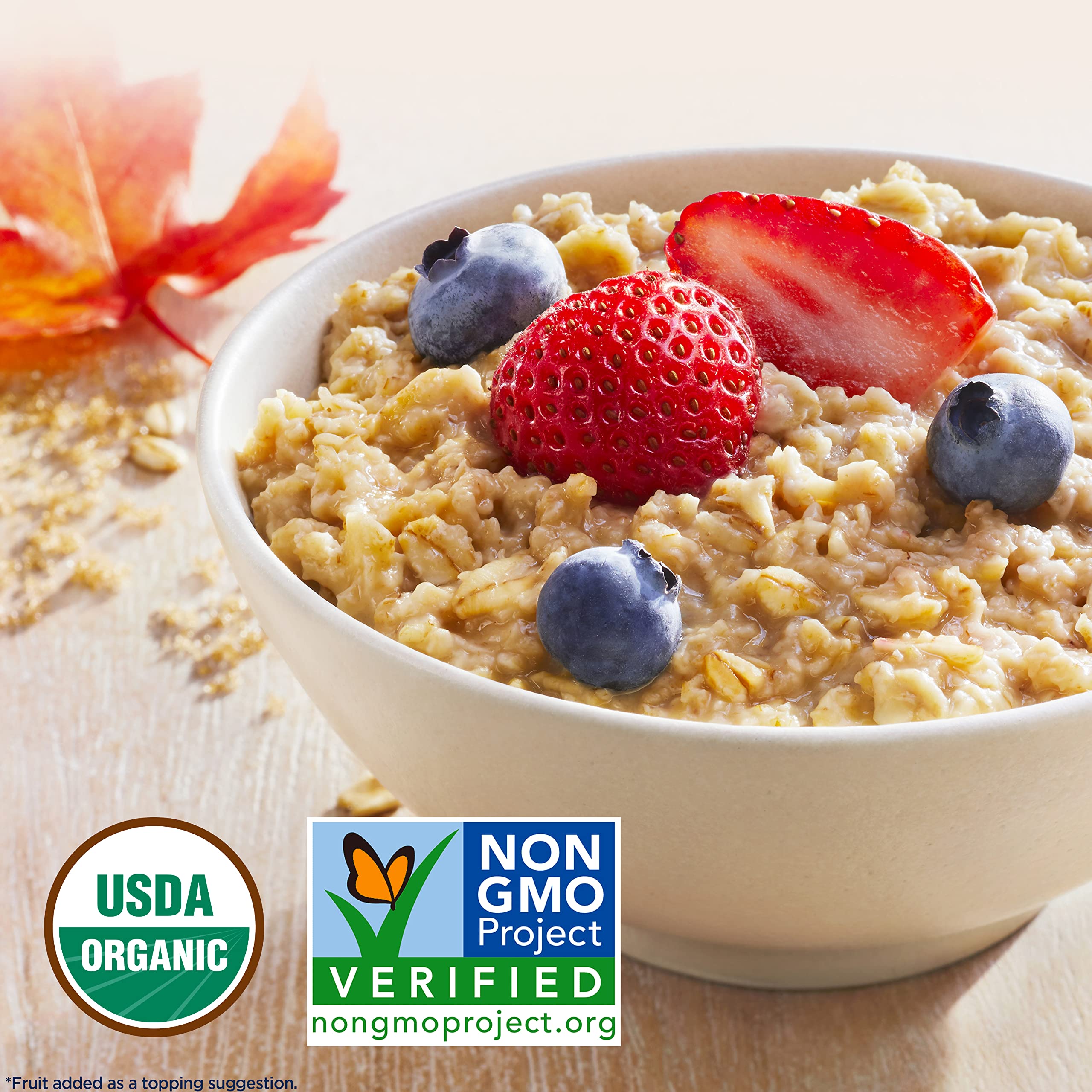 Quaker sobre individual abierto con avena medida para preparar rápidamente