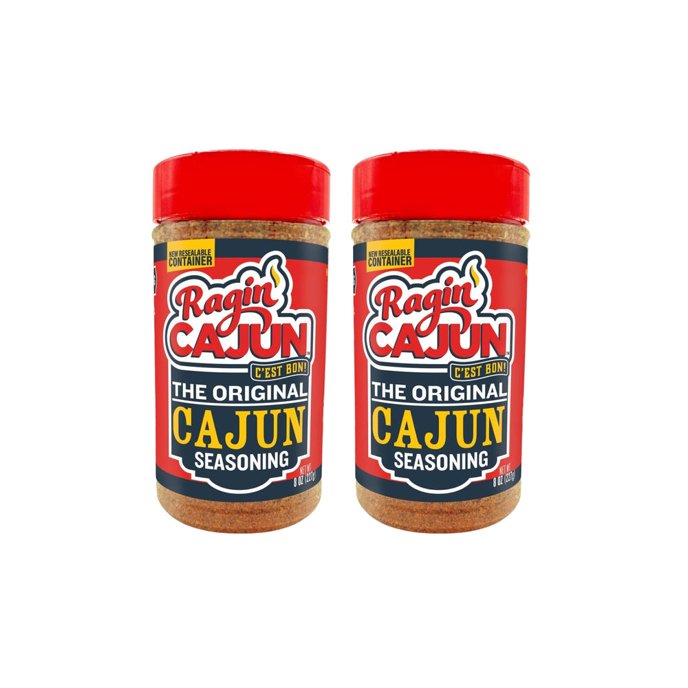 Ragin' Cajun frasco frente mostrando pack de 2 y etiqueta visible, sabor auténtico