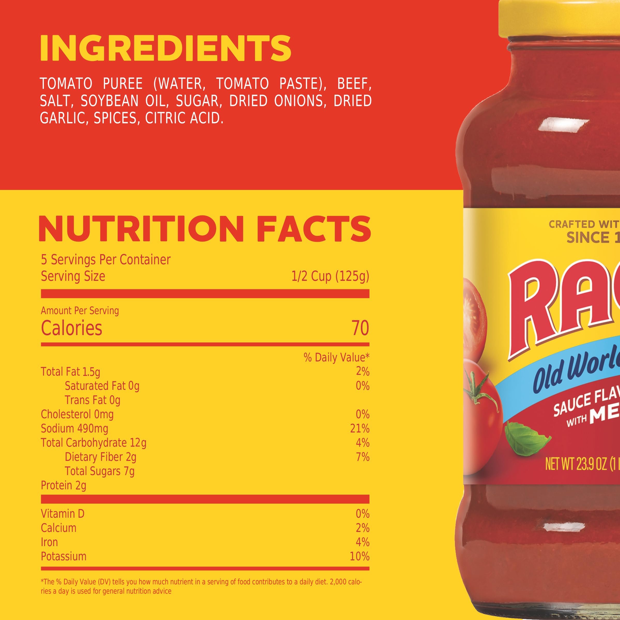 RAGÚ primer plano de textura cremosa y trozos de carne, sabor casero visible