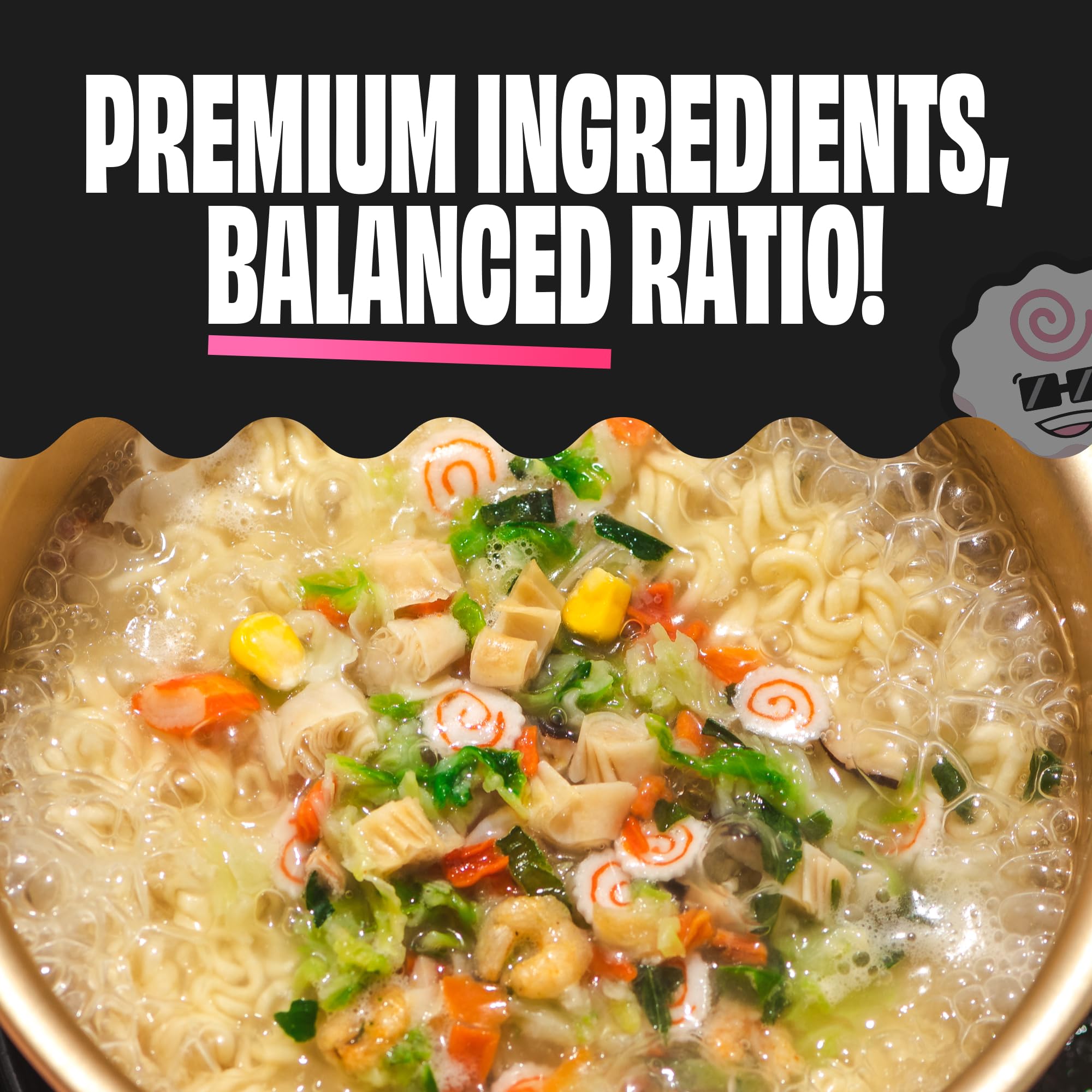 Ramen Bae mezcla añadida a bol de ramen mejorando sabor y color
