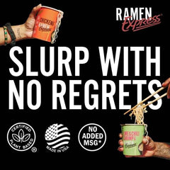 RAMEN EXPRESS acercamiento a la textura de los fideos, aspecto firme y apetitoso