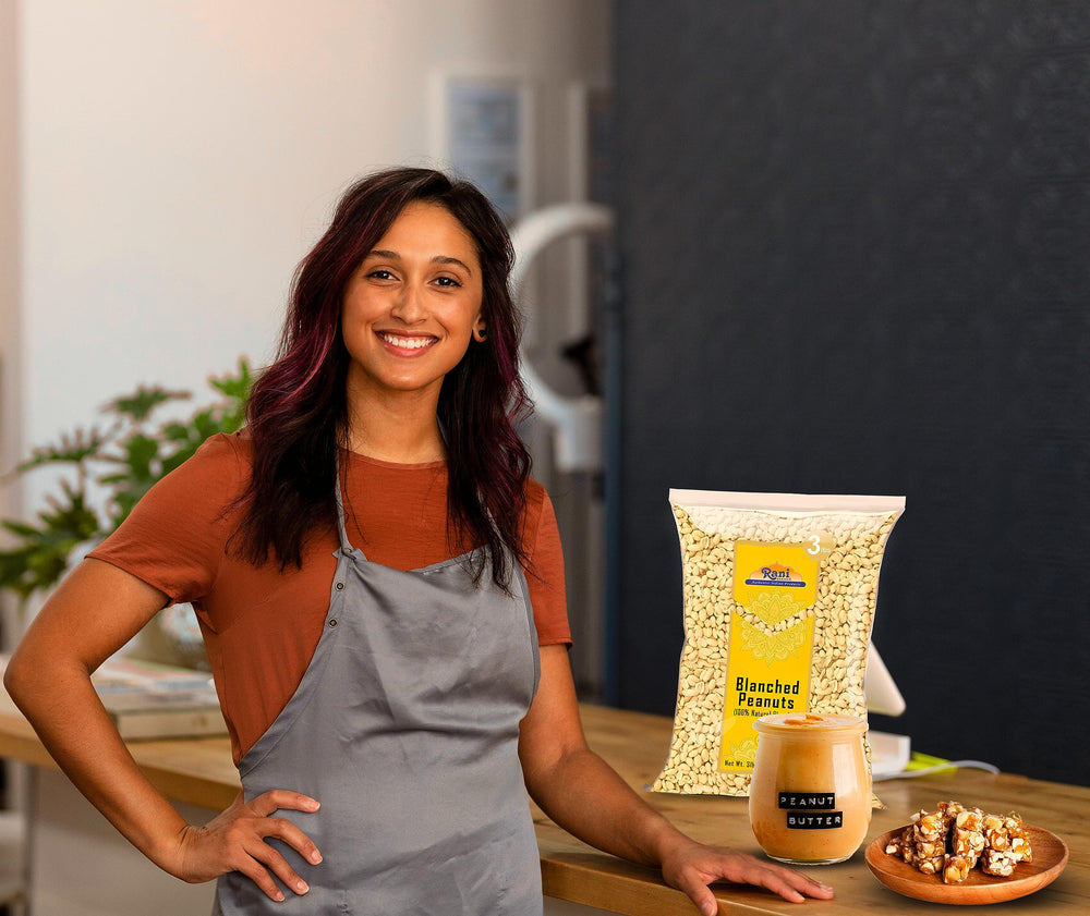 Rani Brand cacahuetes en molino casero para preparar mantequilla natural
