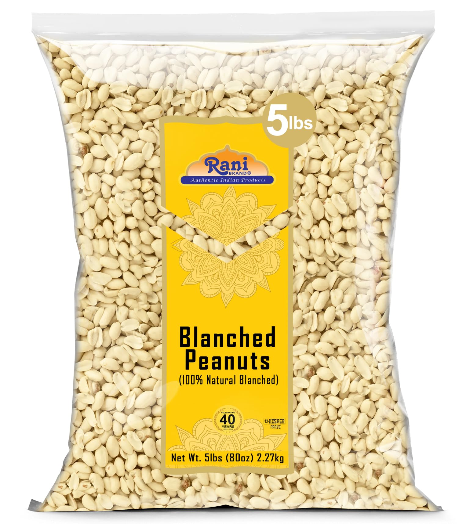 Rani cacahuetes paquete frontal mostrando peso y marca, fácil identificación
