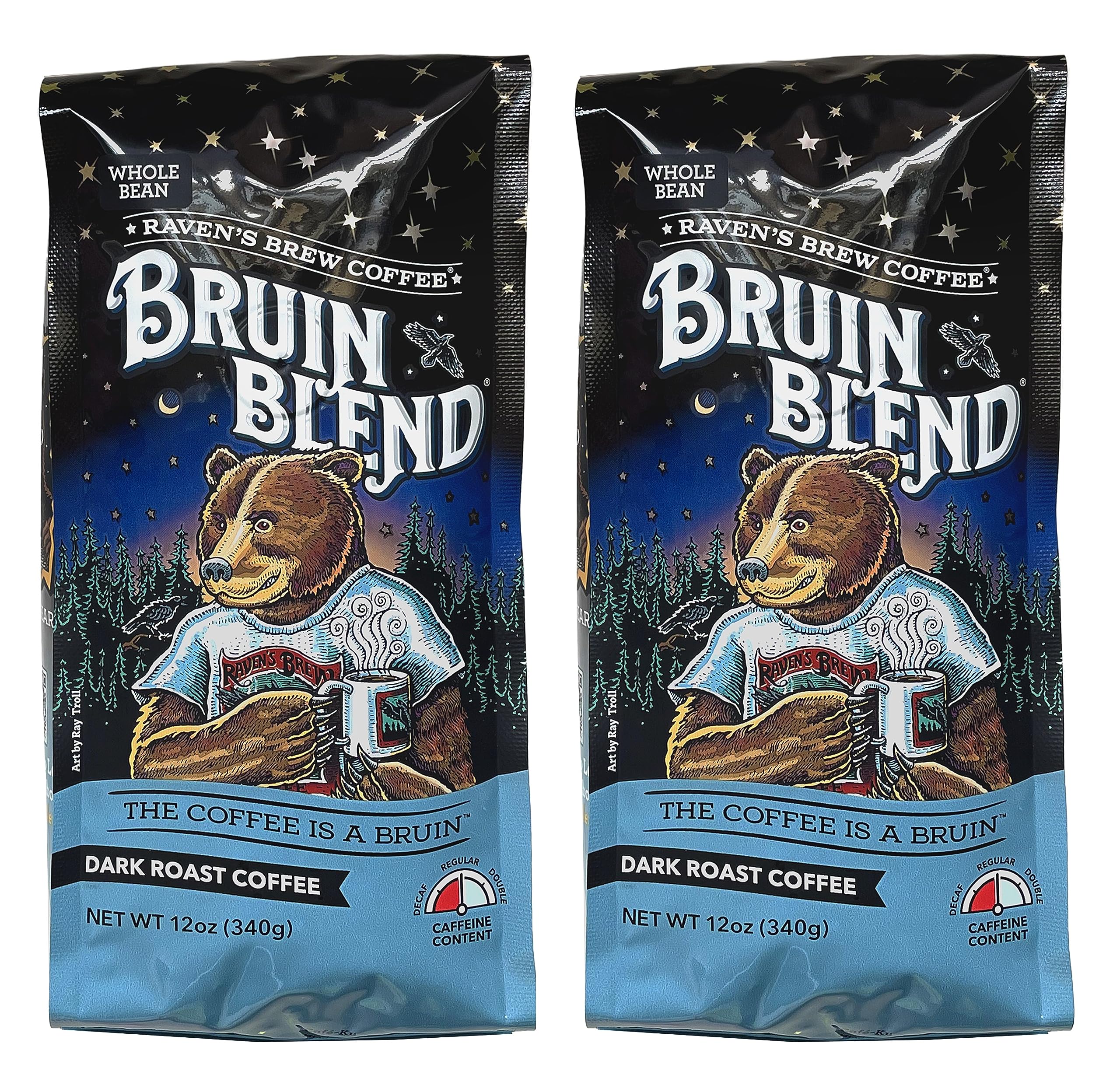 Raven's Brew frente del empaque mostrando sellado y marca, conserva frescura