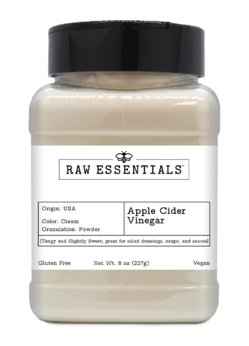 Raw Essentials frasco frontal del polvo de vinagre, práctico y compacto