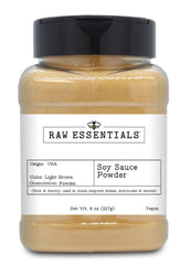 Raw Essentials botella frontal mostrando diseño y peso 8 oz, práctico almacenamiento