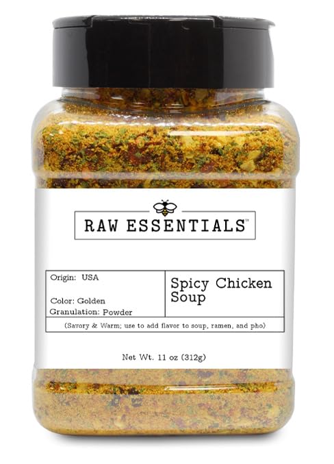 Raw Essentials frontal del empaque mostrando el envase y tamaño 11 oz con ventaja visual