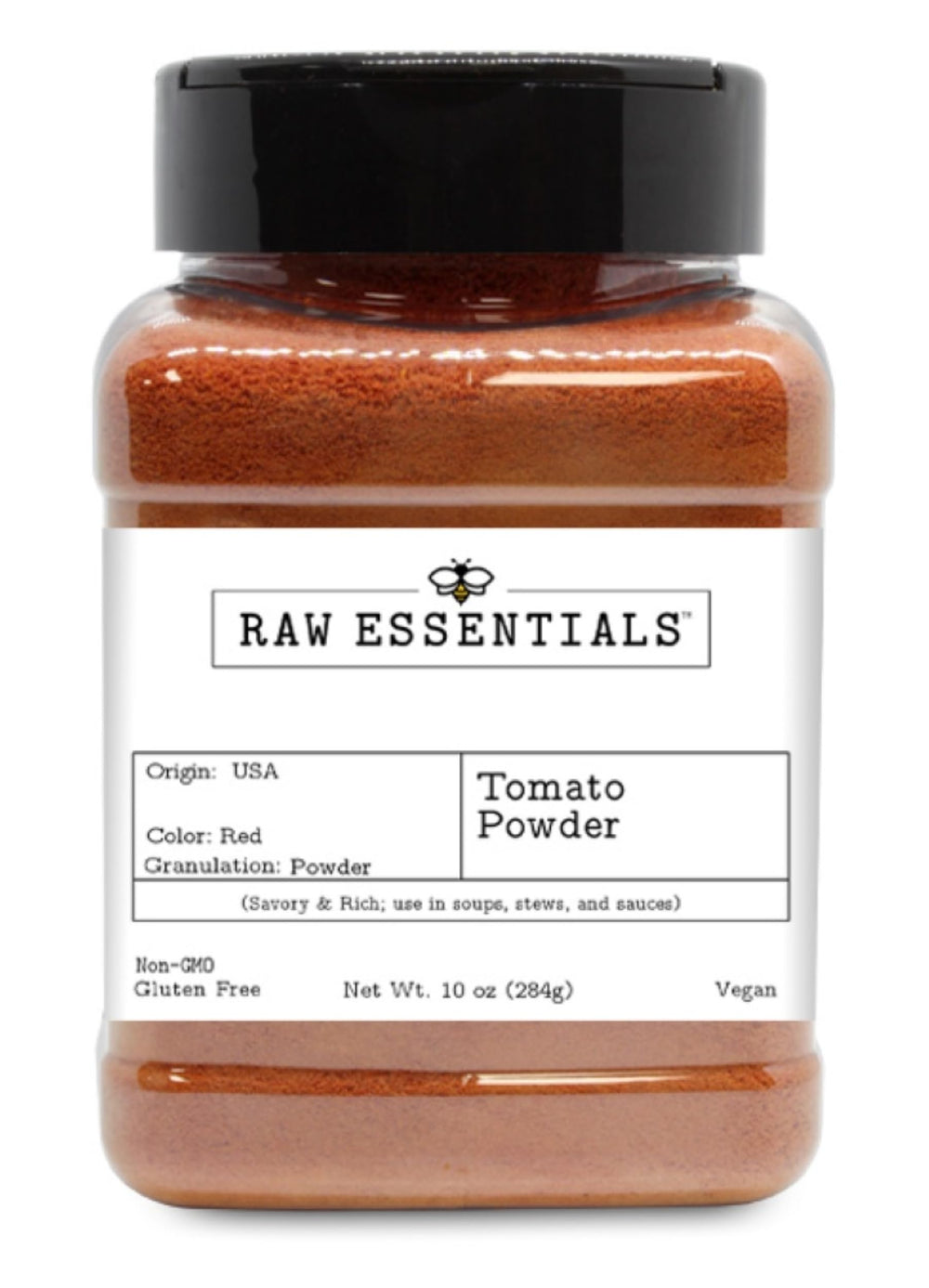 Raw Essentials envase 10 oz frontal, conservación y conveniencia