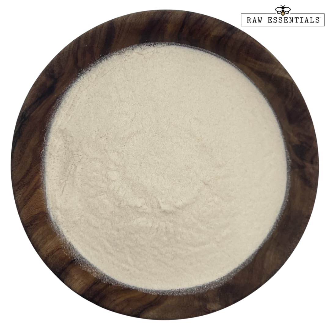 Raw Essentials polvo textura en primer plano mostrando granulometría útil