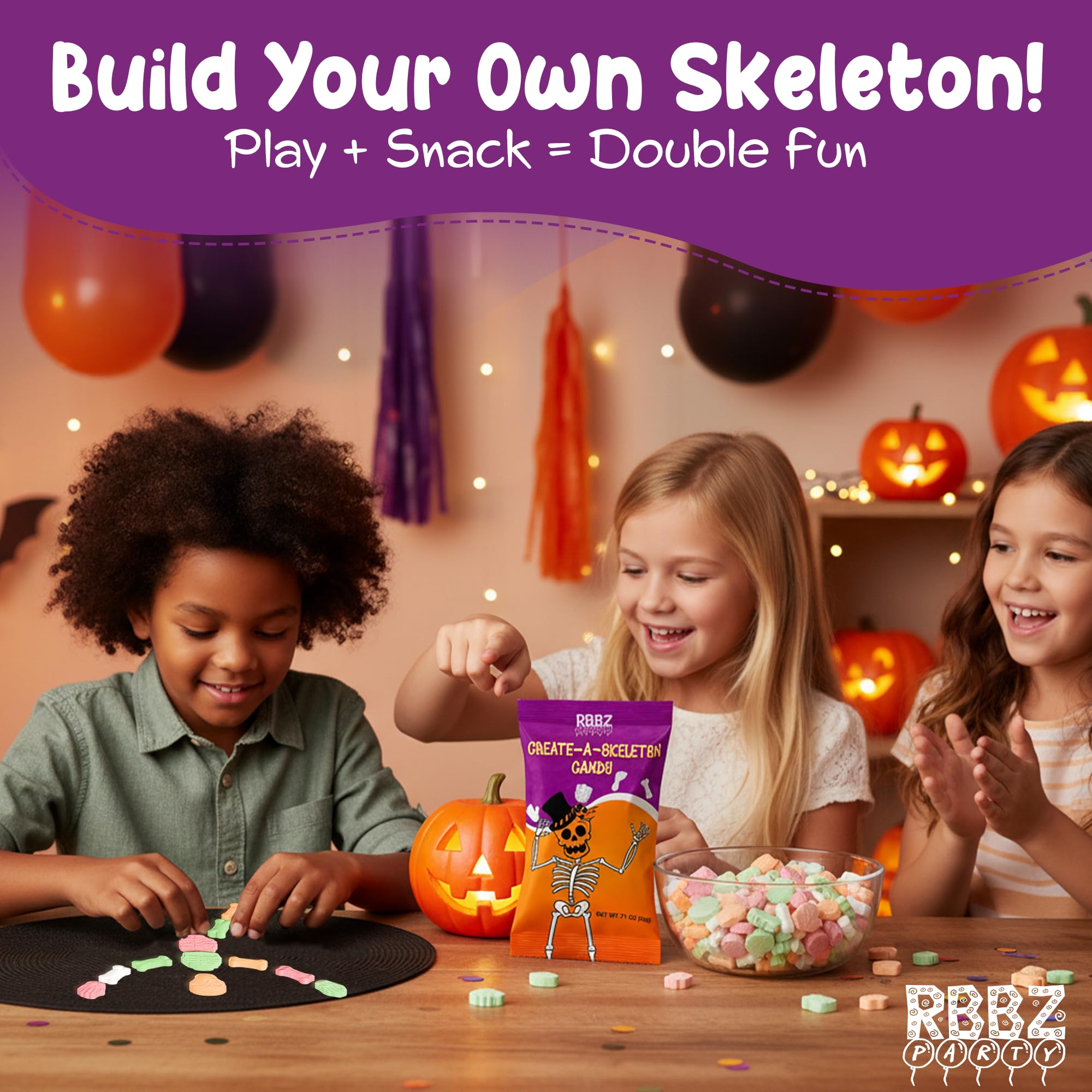 RBBZ Party bol lleno de huesos de caramelo listo para mesa de dulces