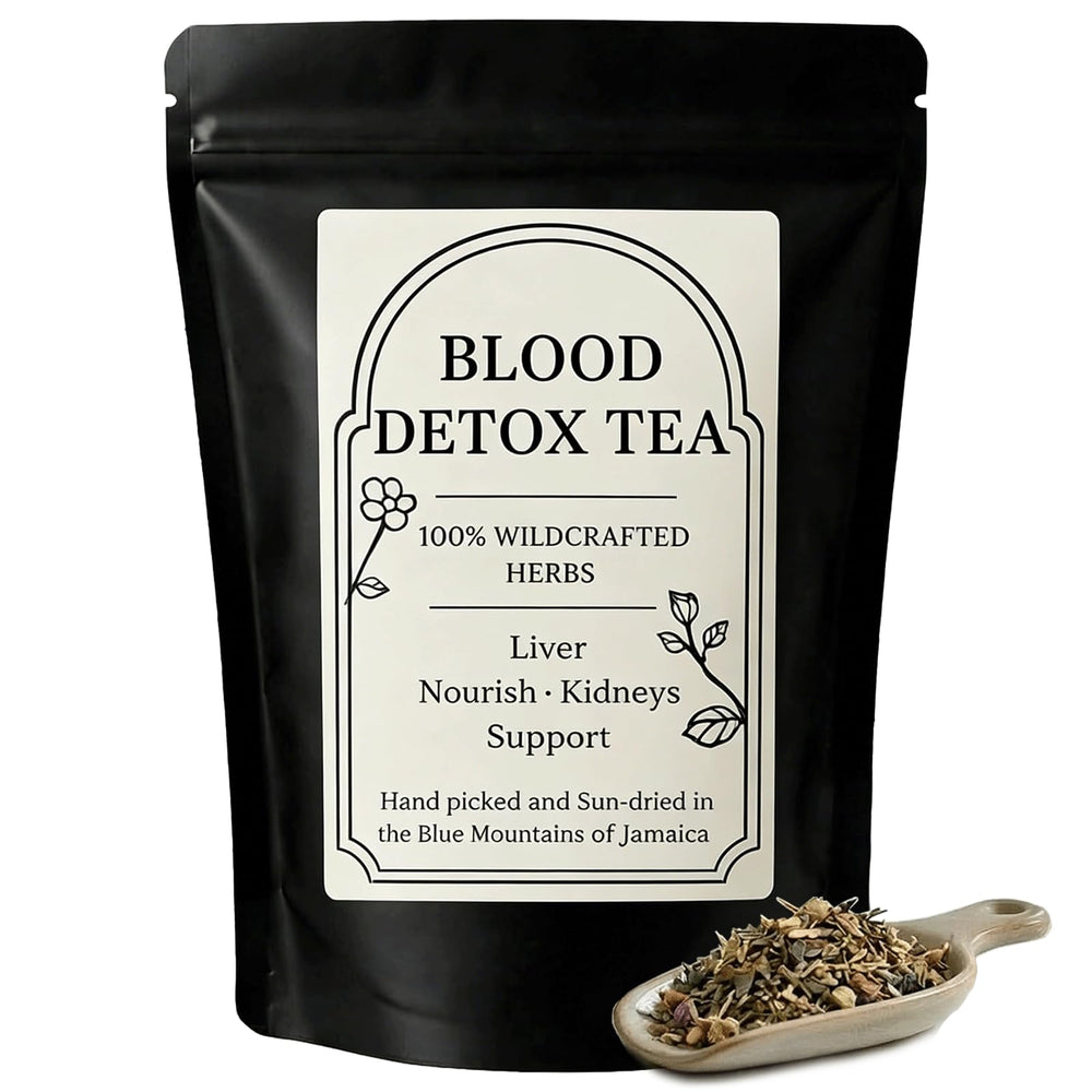 RCSCBC Blood Detox Tea Jamaica vista frontal del paquete muestra marca y peso