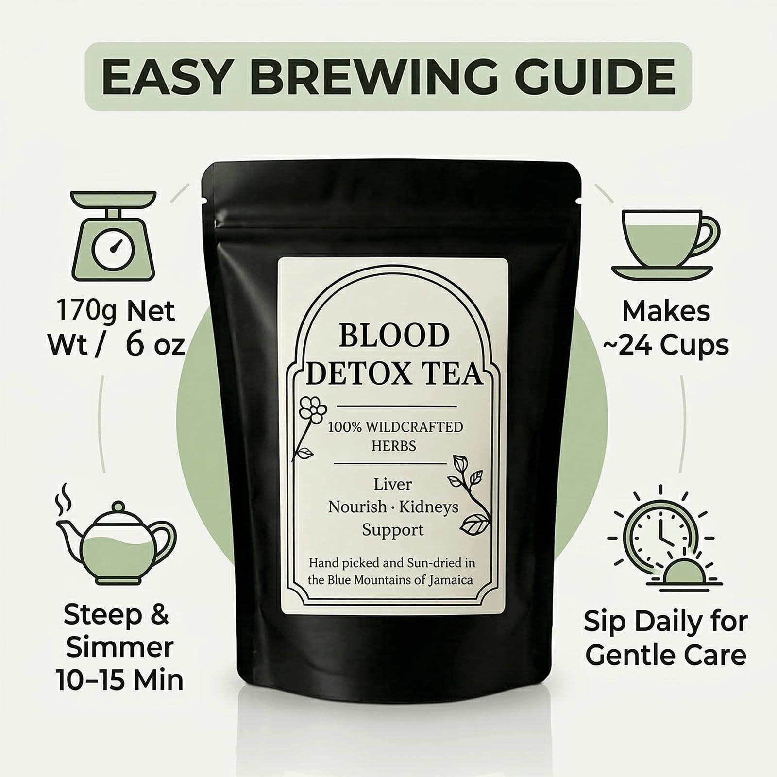 RCSCBC Blood Detox Tea Jamaica taza servida en ambiente acogedor, aporta calidez