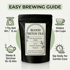 RCSCBC Blood Detox Tea Jamaica taza servida en ambiente acogedor, aporta calidez