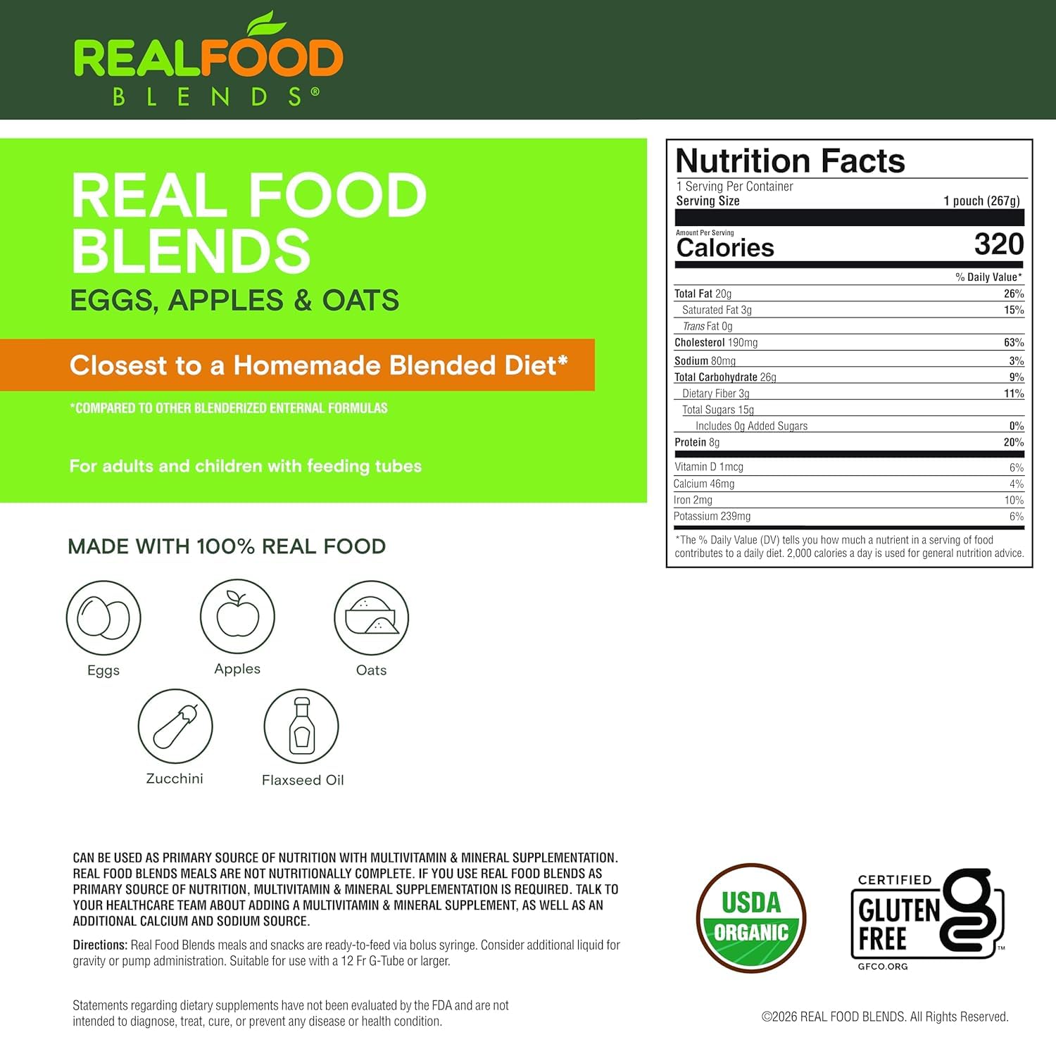 REAL FOOD BLENDS primer plano de la textura cremosa del puré que facilita el paso por sonda