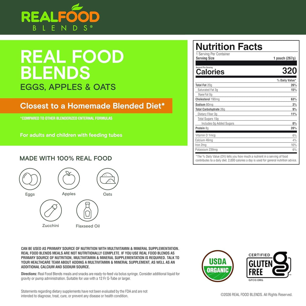 REAL FOOD BLENDS primer plano de la textura cremosa del puré que facilita el paso por sonda