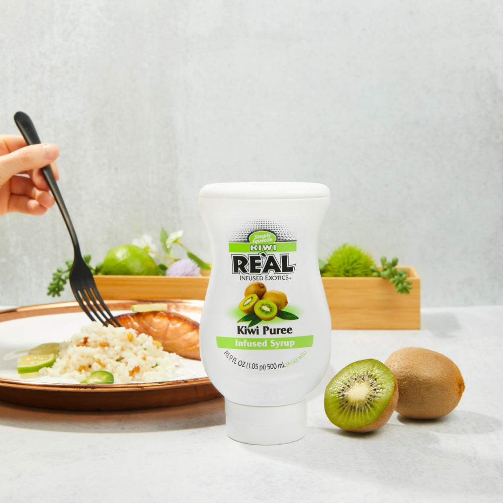 Reàl Infused Exotics textura del puré de kiwi mostrando pulpa natural y consistencia