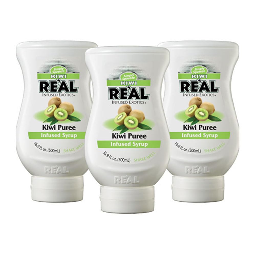 Reàl Infused Exotics frente del pack de tres botellas con etiqueta clara y ventaja de suministro
