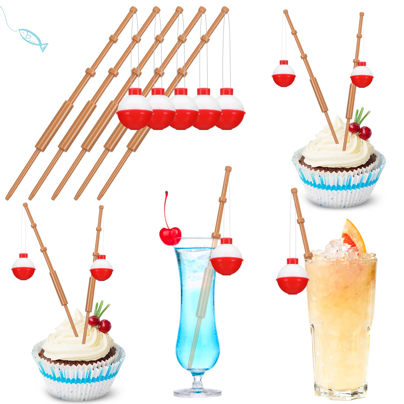 Reallnaive empaque frontal con 24 toppers de pesca, ideal para fiestas