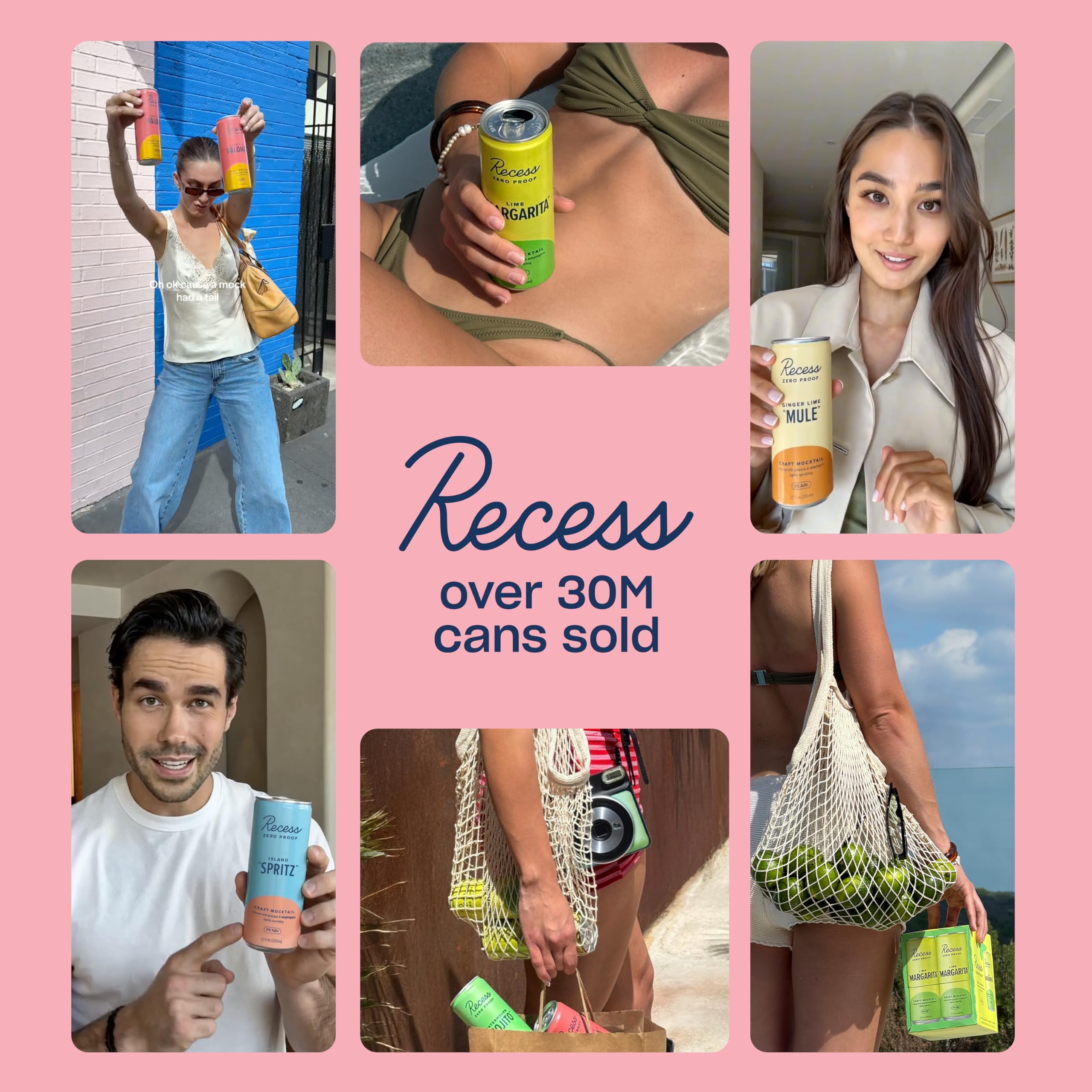 Recess latas en mesa de fiesta ofreciendo alternativa sin alcohol