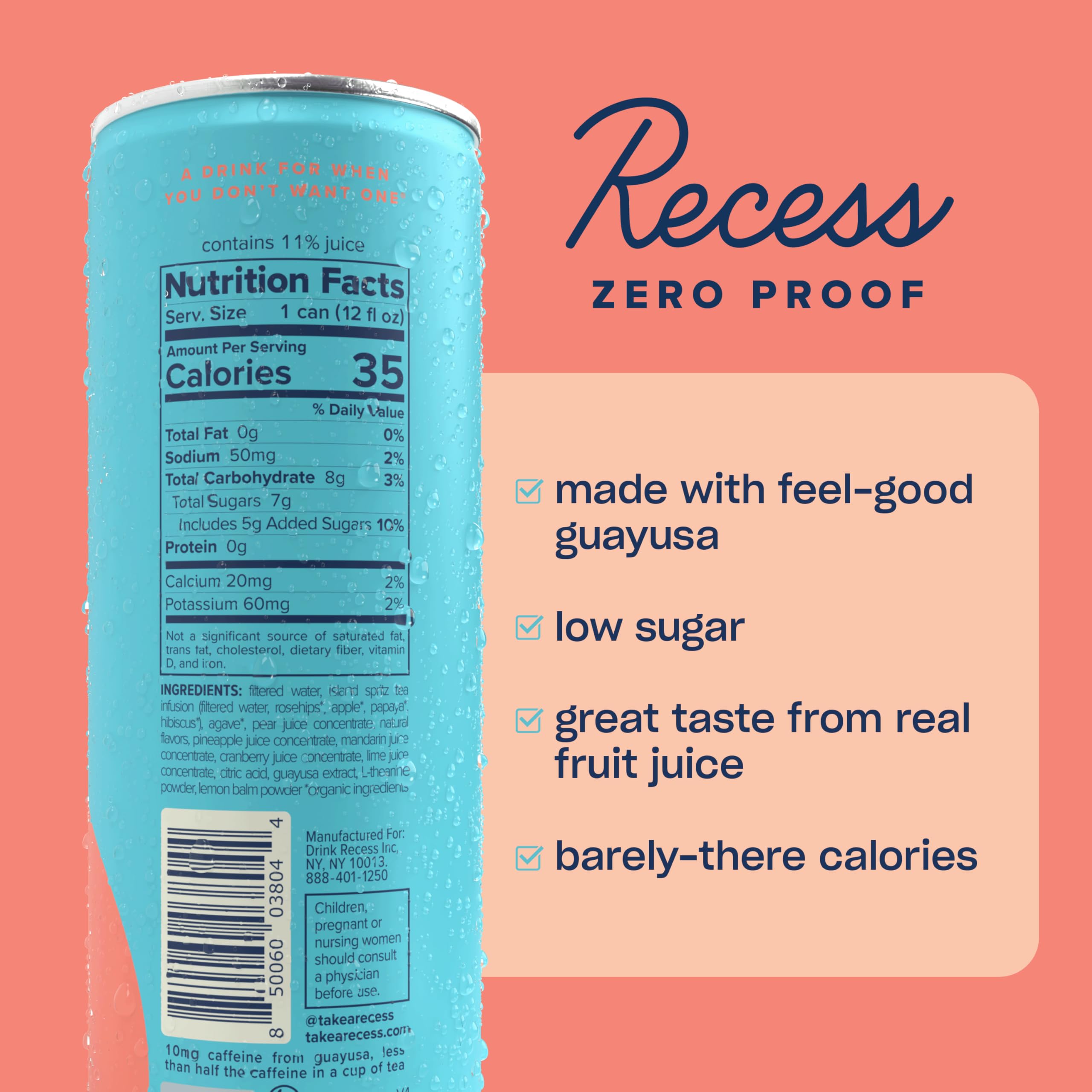 Recess lata en primer plano mostrando textura y diseño de etiqueta atractiva