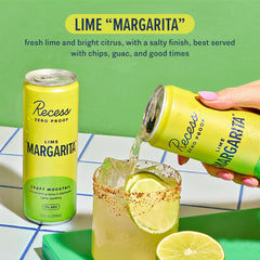 Recess etiqueta con ingredientes reales como lima y agave visibles