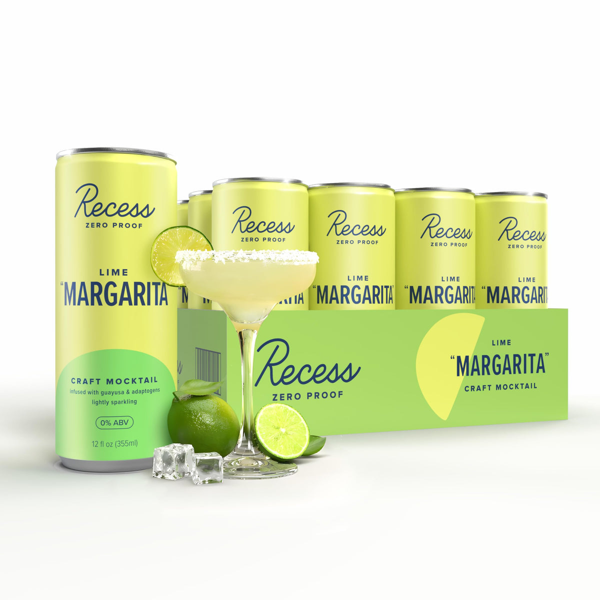 Recess pack frontal mostrando las doce latas y diseño atractivo
