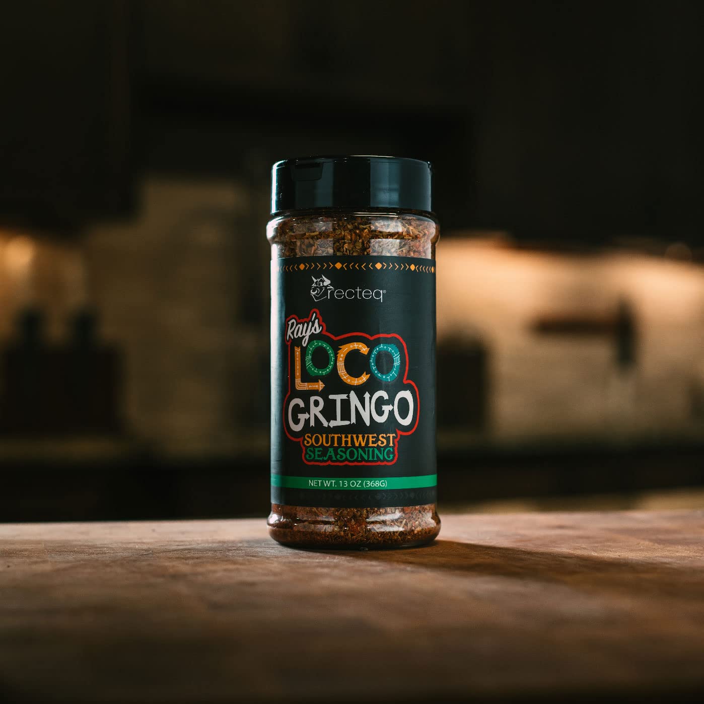 recteq Ray's Loco Gringo detalle de etiqueta con ingredientes clave visibles