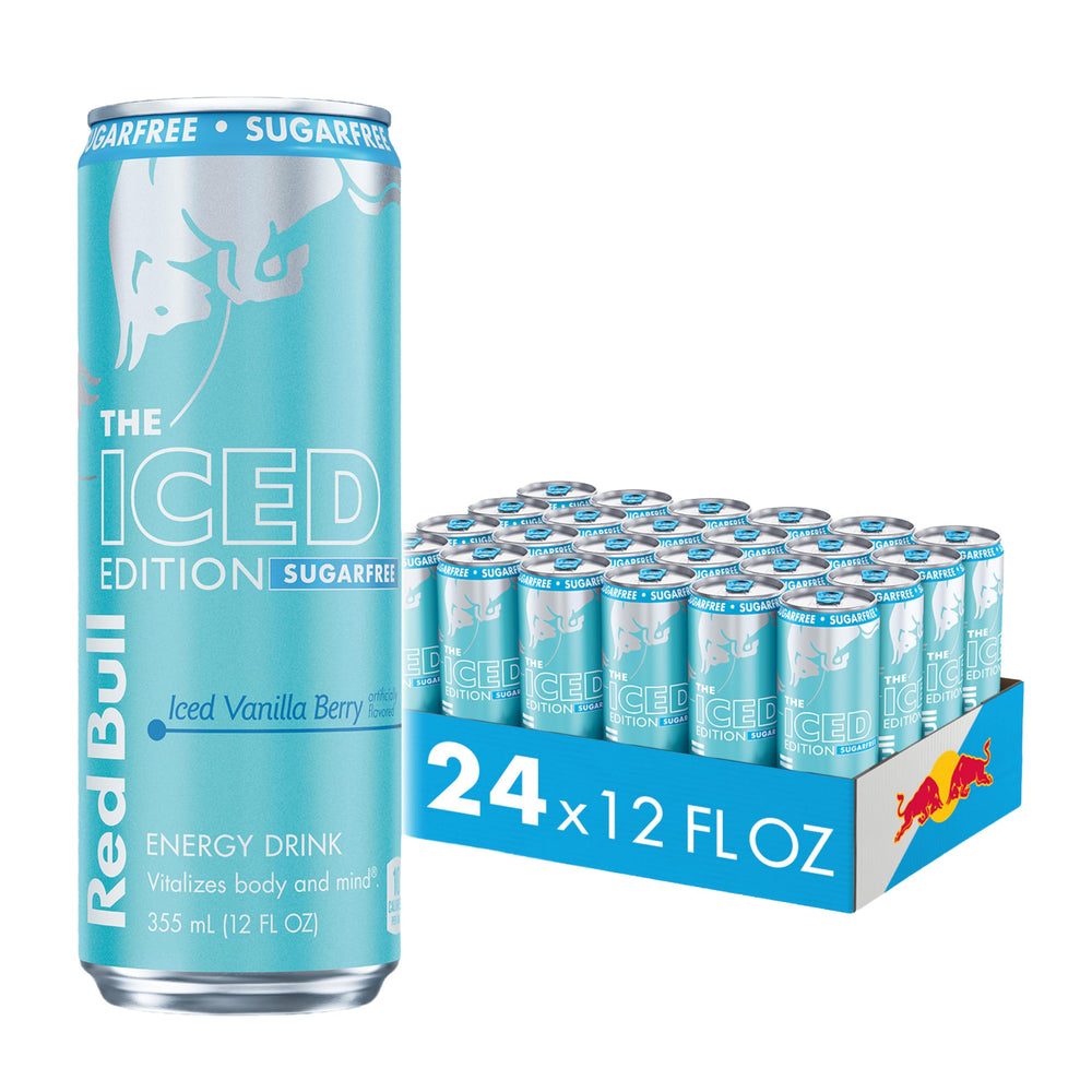 Red Bull lata frontal Iced Vanilla Berry mostrando diseño y frescura