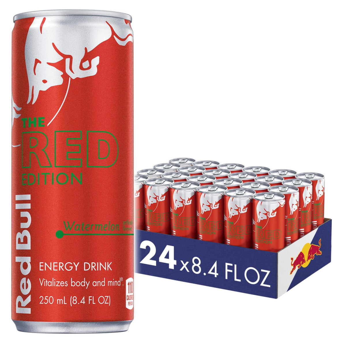 Red Bull lata frontal Sandía mostrando diseño y frescura