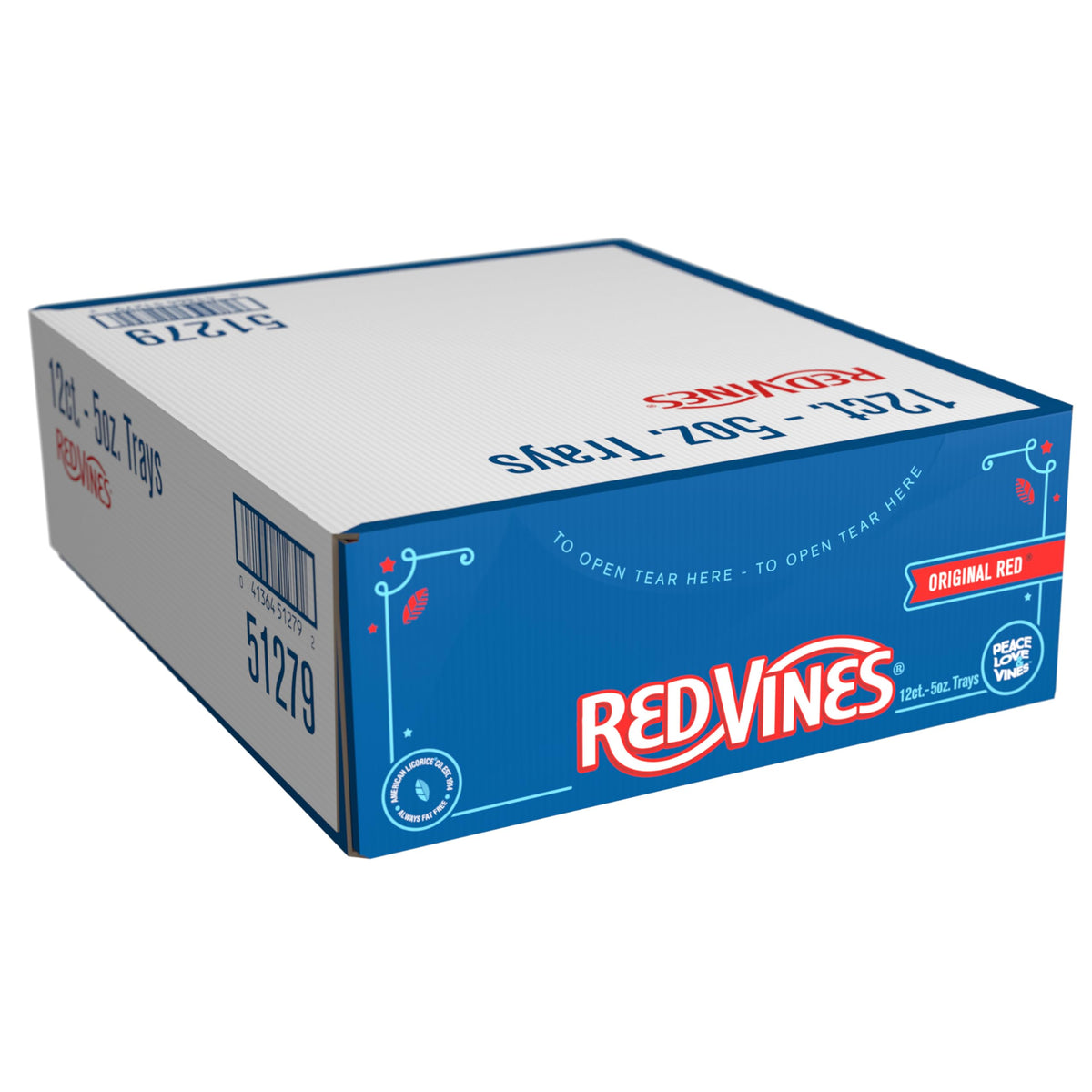 Red Vines bandeja frontal mostrando tiras listas para compartir