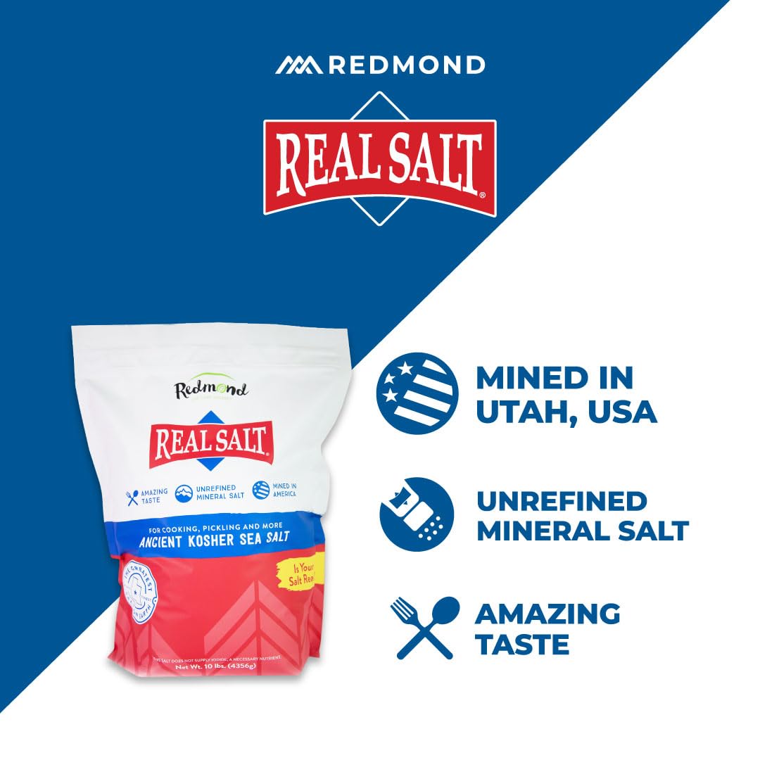 Redmond Real Salt porción en mano para comparar tamaño y control de dosis
