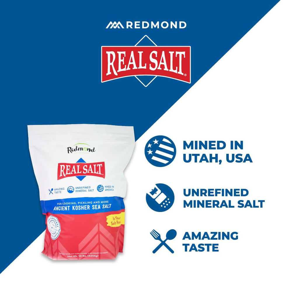 Redmond Real Salt porción en mano para comparar tamaño y control de dosis